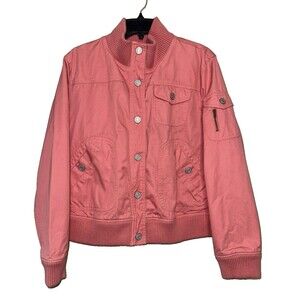 GAP Pink Bomber Stadium Snap Front Women's Jacket‎ Size XL Snaps & Pockets